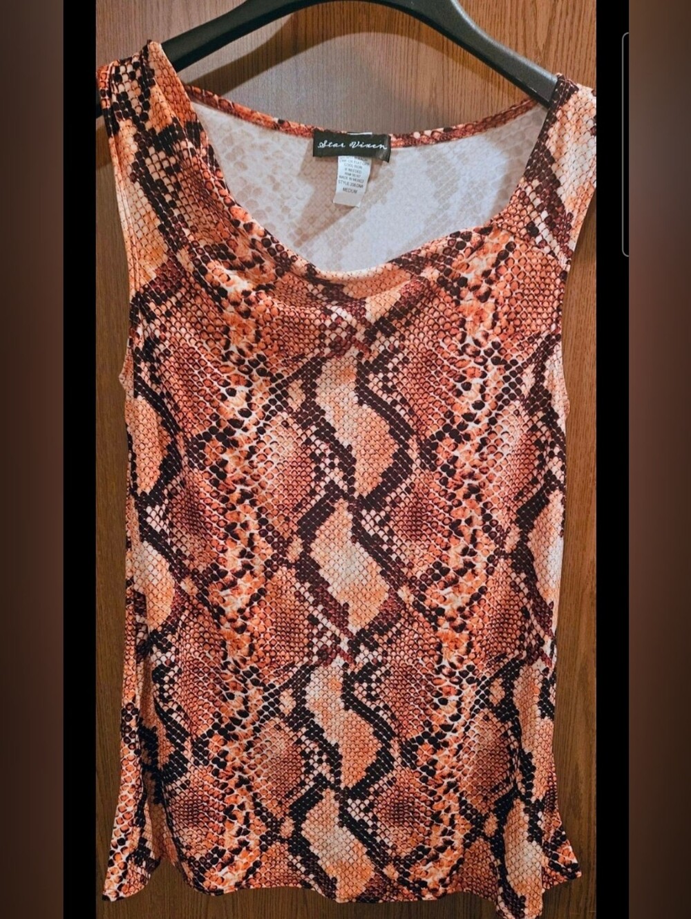 Star Vixen Orange and Black Snake-Print Tank Top